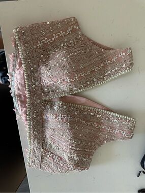 Embellished Pink Beaded sari/lengha blouse